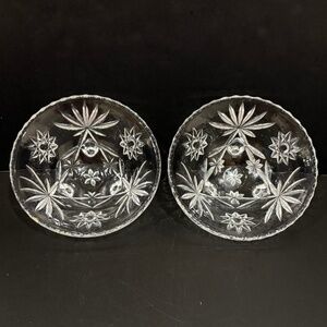 Vtg. Anchor Hocking "Star of David" Footed Crystal Bowl Set of 2